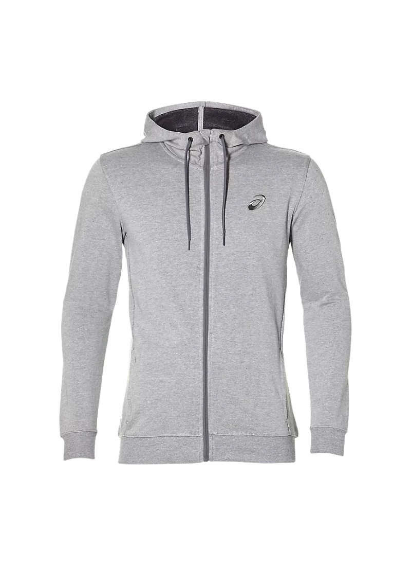 Asics Chest Logo Full-Zip Hoodie - Mid Grey Heather