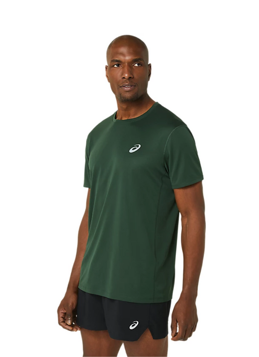 Asics Men's Silver Short Sleeved T-shirt - Rain Forest Green