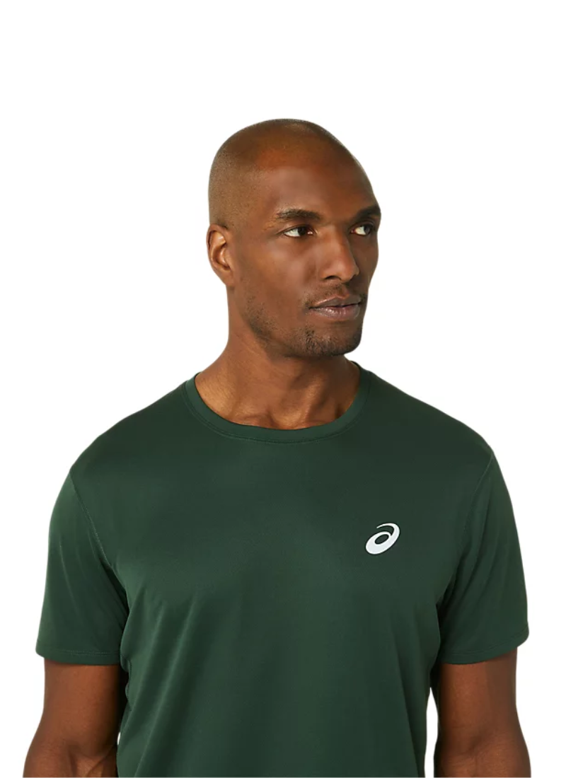 Asics Men's Silver Short Sleeved T-shirt - Rain Forest Green