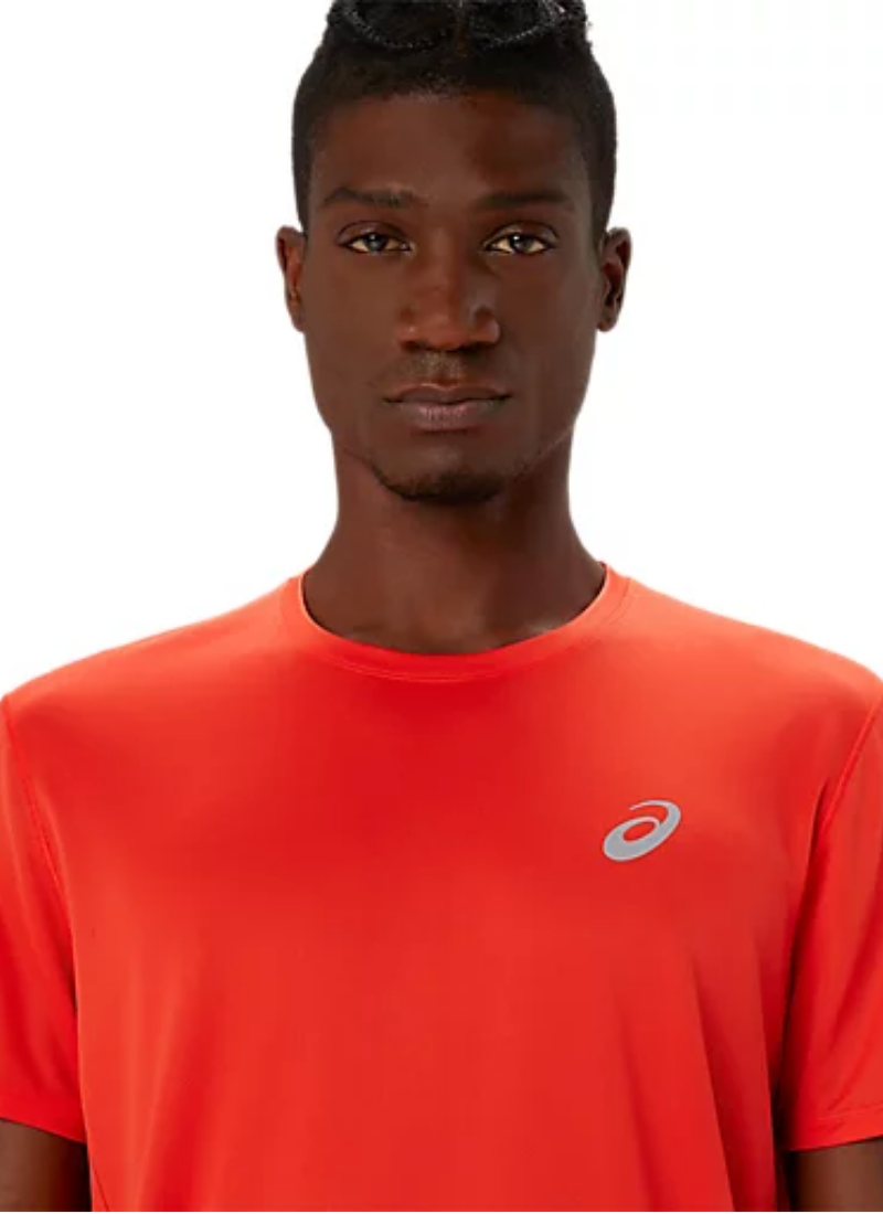 Asics Men's Silver Short Sleeved T-shirt - True Red
