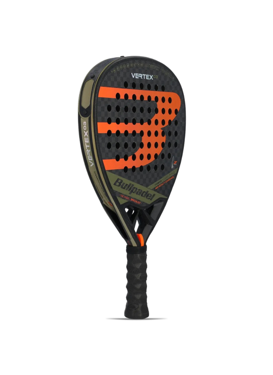 Padel racket with visible branding on a white background