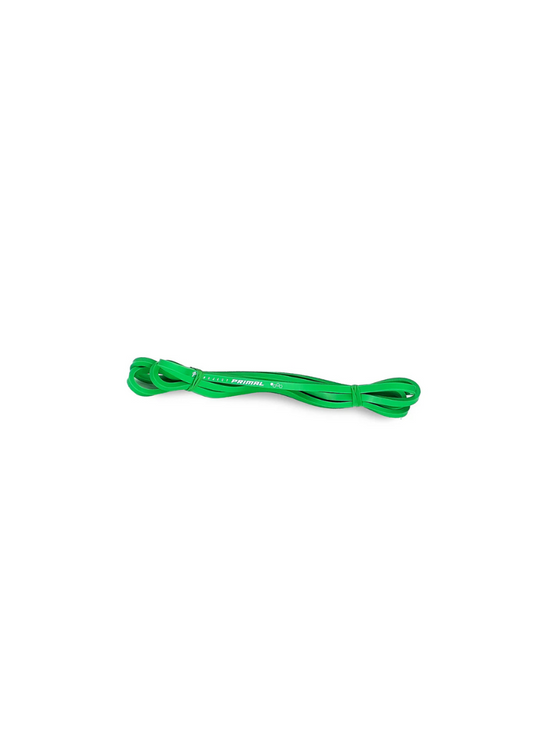 Green rubber band on a white background