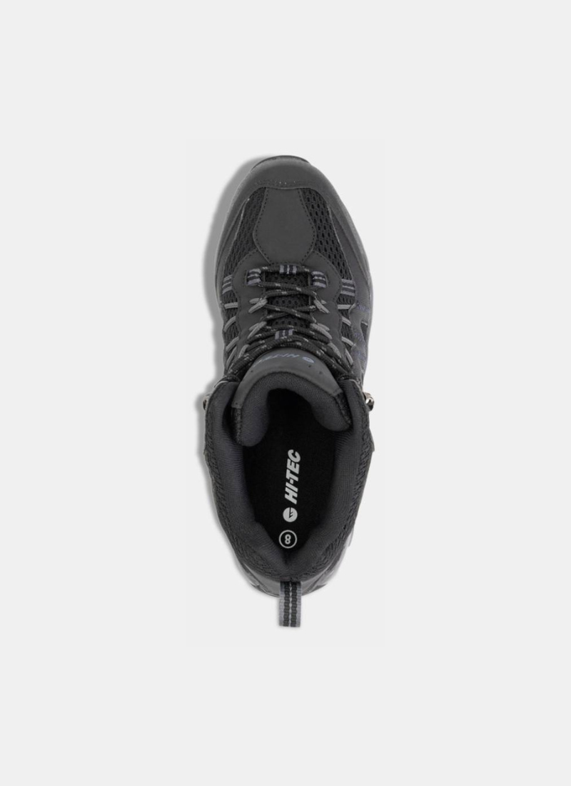 Black hiking boot with visible brand logo on a white background