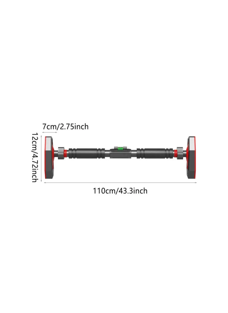 Adjustable door pull-up bar dimensions – 110cm length, 12x7cm foot pads