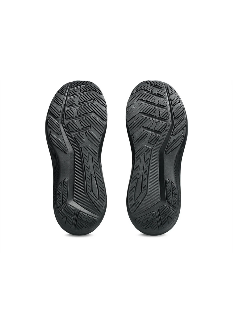 Underside bottom view of the Asics GT-1000 14 Running Shoe outsoles showcasing the durable black AHAR rubber tread pattern with flex grooves.