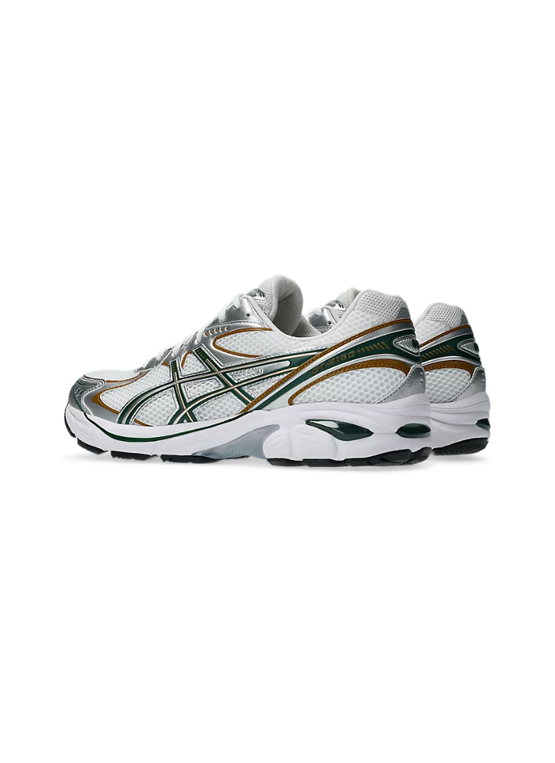 Asics GT-2160 Men Sportstyle Sneakers – White/Grove, angled view from the back, against a white background
