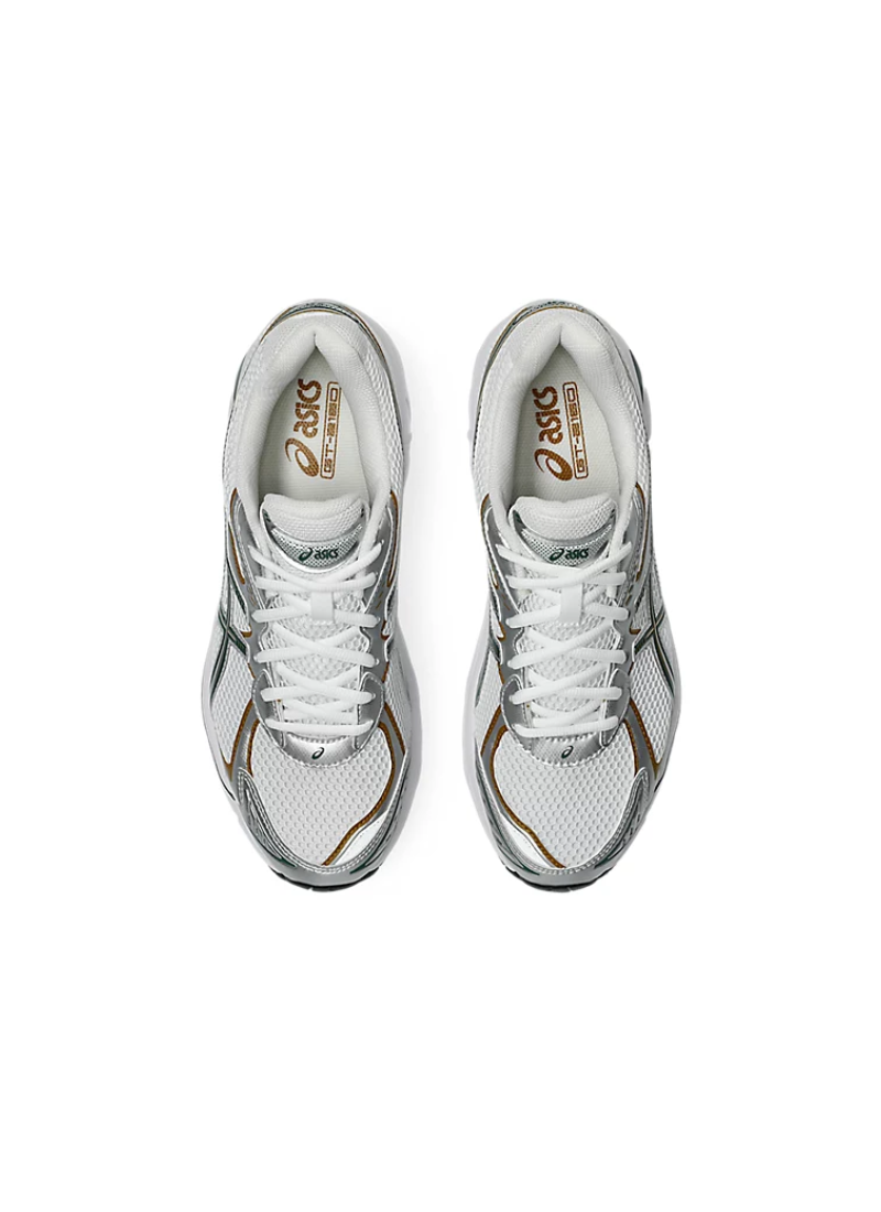 Asics GT-2160 Men Sportstyle Sneakers – White/Grove, overhead view, against a white background