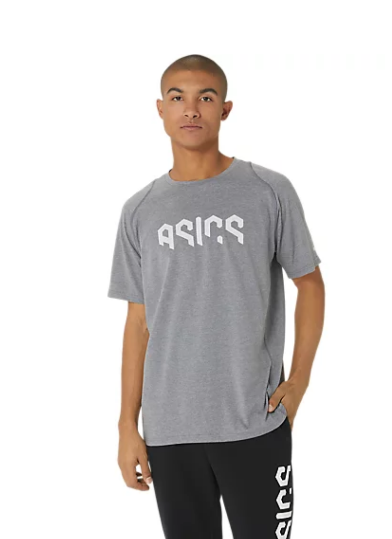 Asics Hex Graphic Cotton Blend Tee - Metropolis Heather/Brilliant White