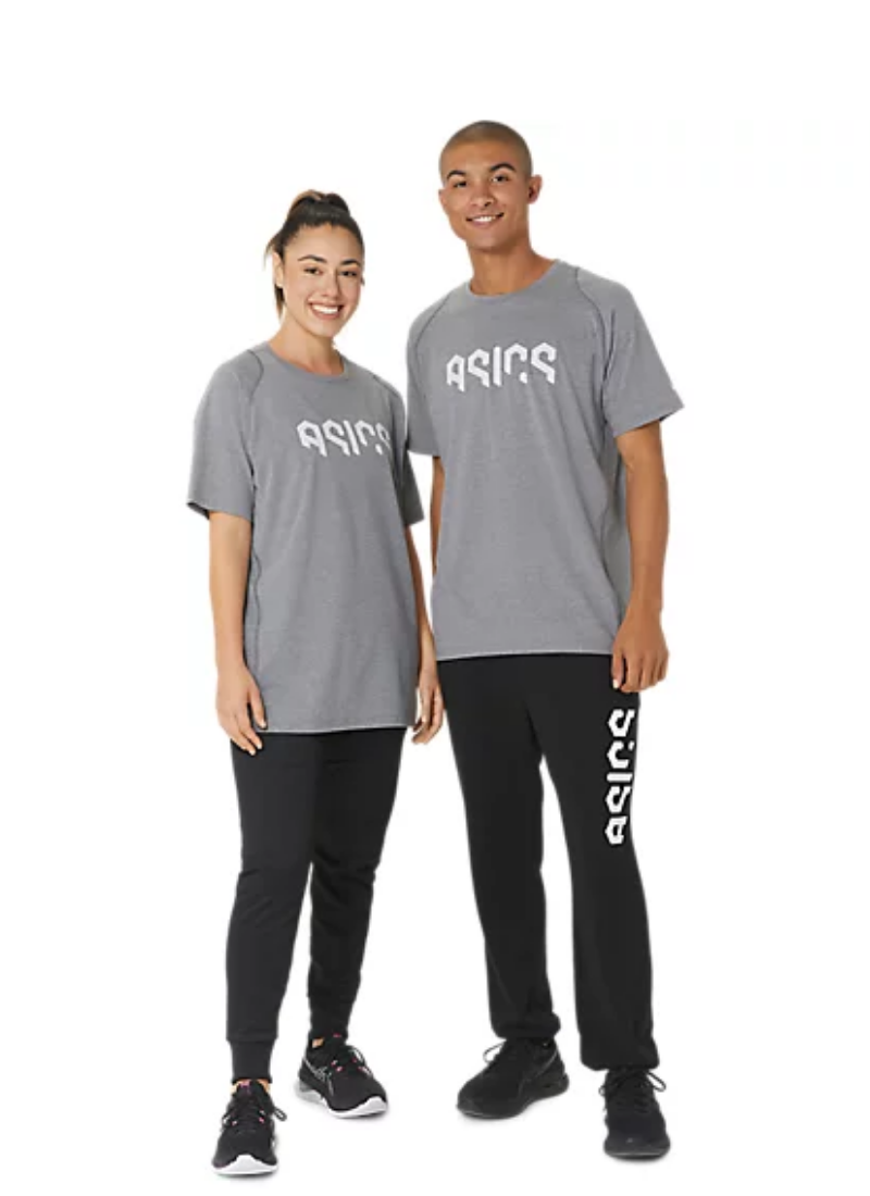 Asics Hex Graphic Cotton Blend Tee - Metropolis Heather/Brilliant White