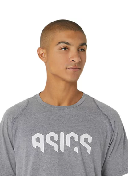 Asics Hex Graphic Cotton Blend Tee - Metropolis Heather/Brilliant White