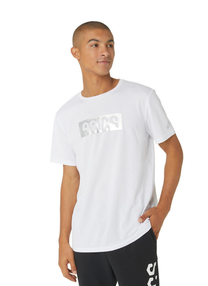 Asics Hex Graphic Dry Short Sleeved Tee - White/Silver