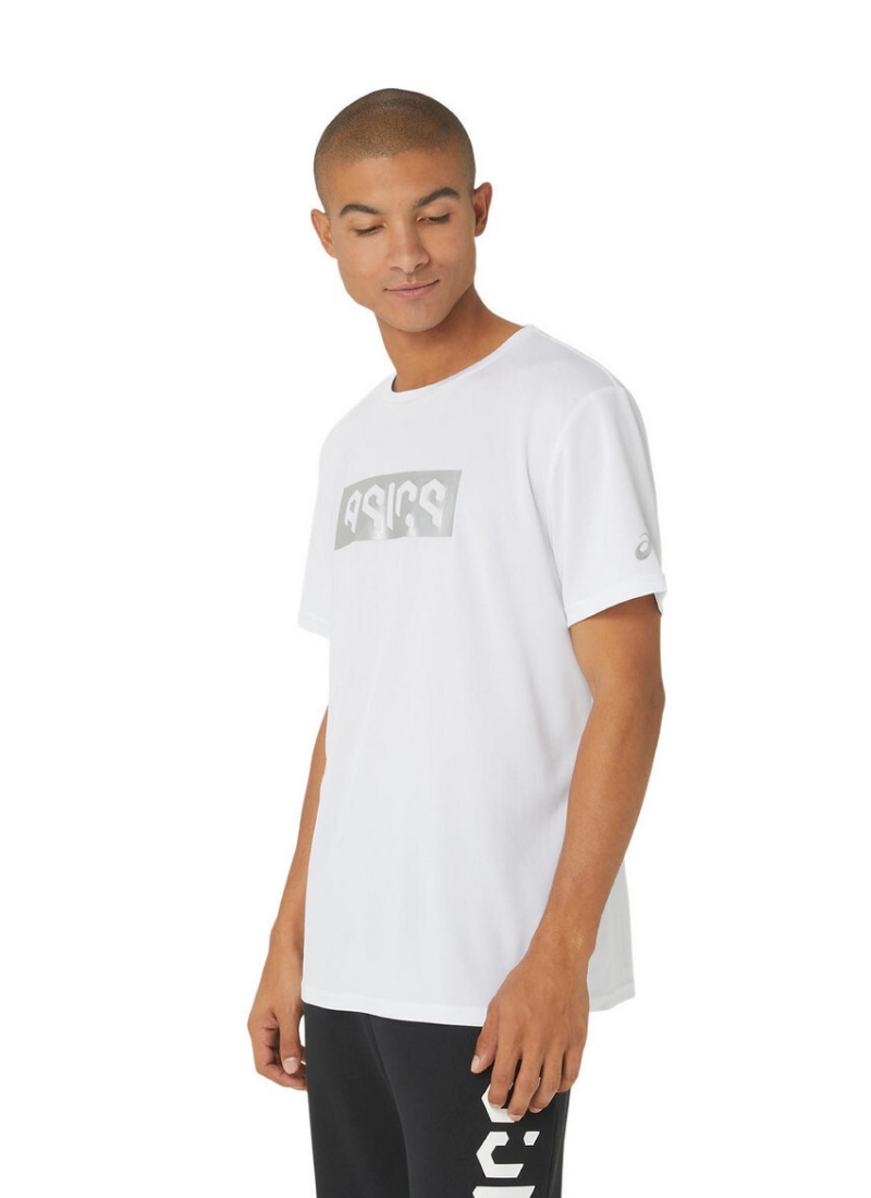 Asics Hex Graphic Dry Short Sleeved Tee - White/Silver