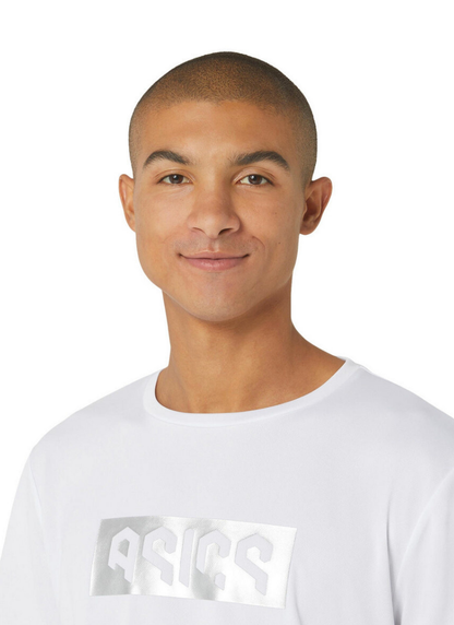 Asics Hex Graphic Dry Short Sleeved Tee - White/Silver