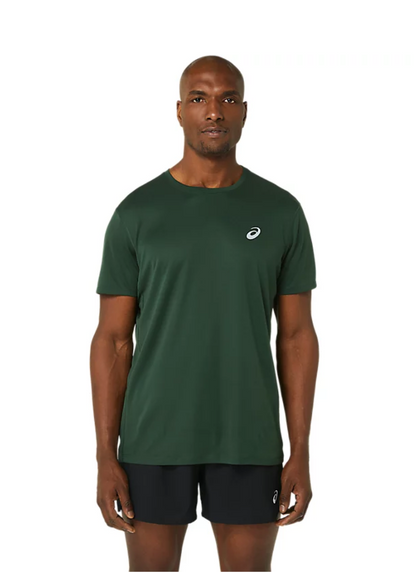 Asics Men's Silver Short Sleeved T-shirt - Rain Forest Green