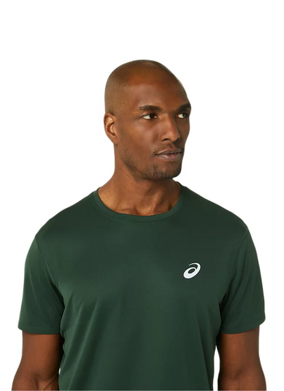 Asics Men's Silver Short Sleeved T-shirt - Rain Forest Green