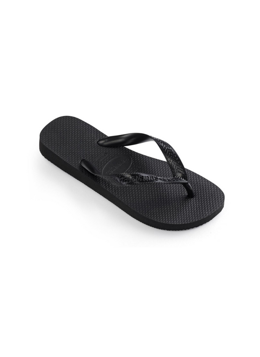 Black havaianas top flip flops against a white background