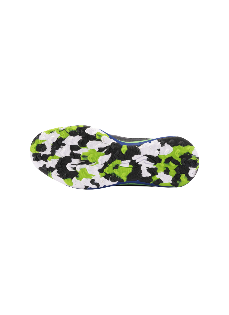 Joma Liga 5 men's turf football boots sole view showing multi-stud rubber outsole in black, white, and lime green