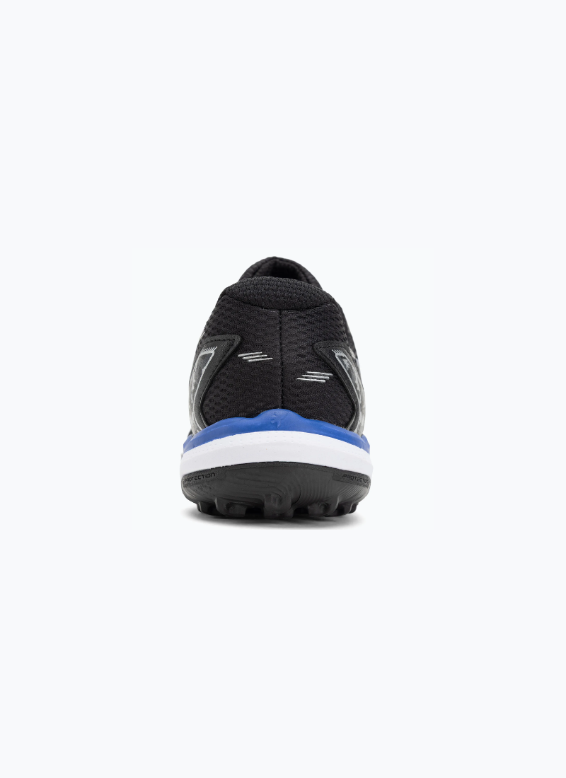 Joma Liga 5 men's turf football boots rear view showing black mesh collar, royal blue midsole, white outsole, and Protection technology label