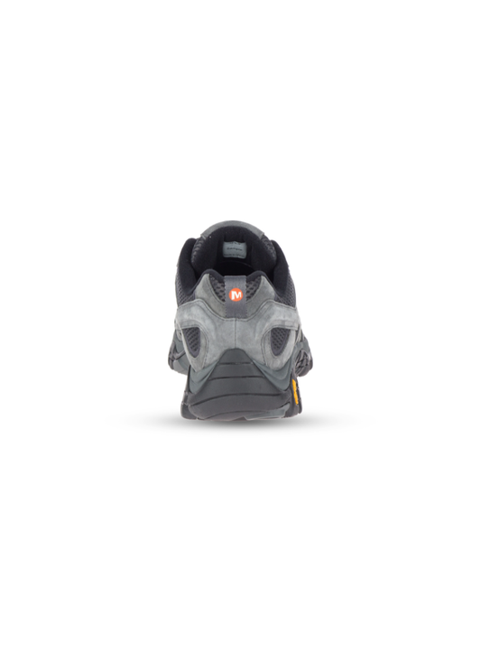Merrell Moab 2 Ventilator Women Hiking Shoes in Granite color on white background, rear view