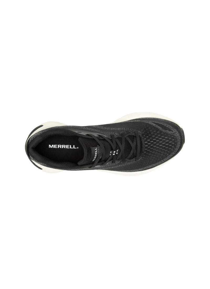 Overhead shot of a Black Merrell running shoe on a white background