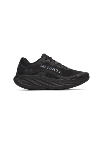 Merrell ProMorph men's trail running shoe in black, side profile view