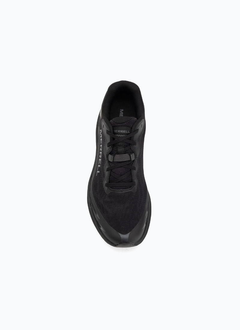 Top-down view of Merrell ProMorph men's trail running shoe in black