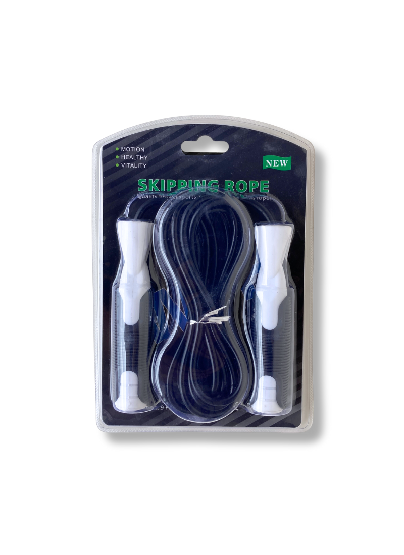 Skipping rope in packaging with visible brand name on a white background