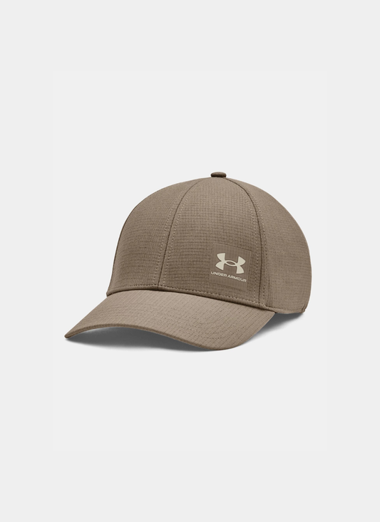 Beige cap with Under Armour logo on a white background