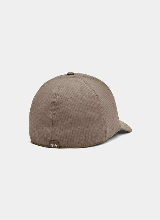 Back view of a Beige cap with Under Armour logo on a white background