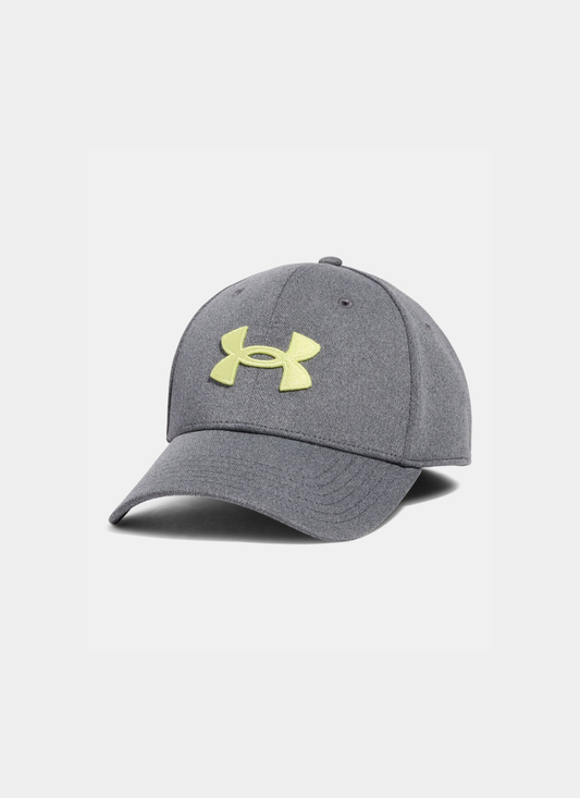 Gray cap with a yellow Under Armour logo on a white background