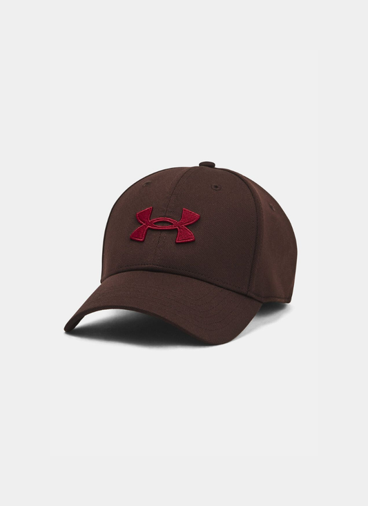 Brown cap with a red Under Armour logo on a light gray background