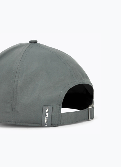 Back of a clay green cap with a brand logo on a white background