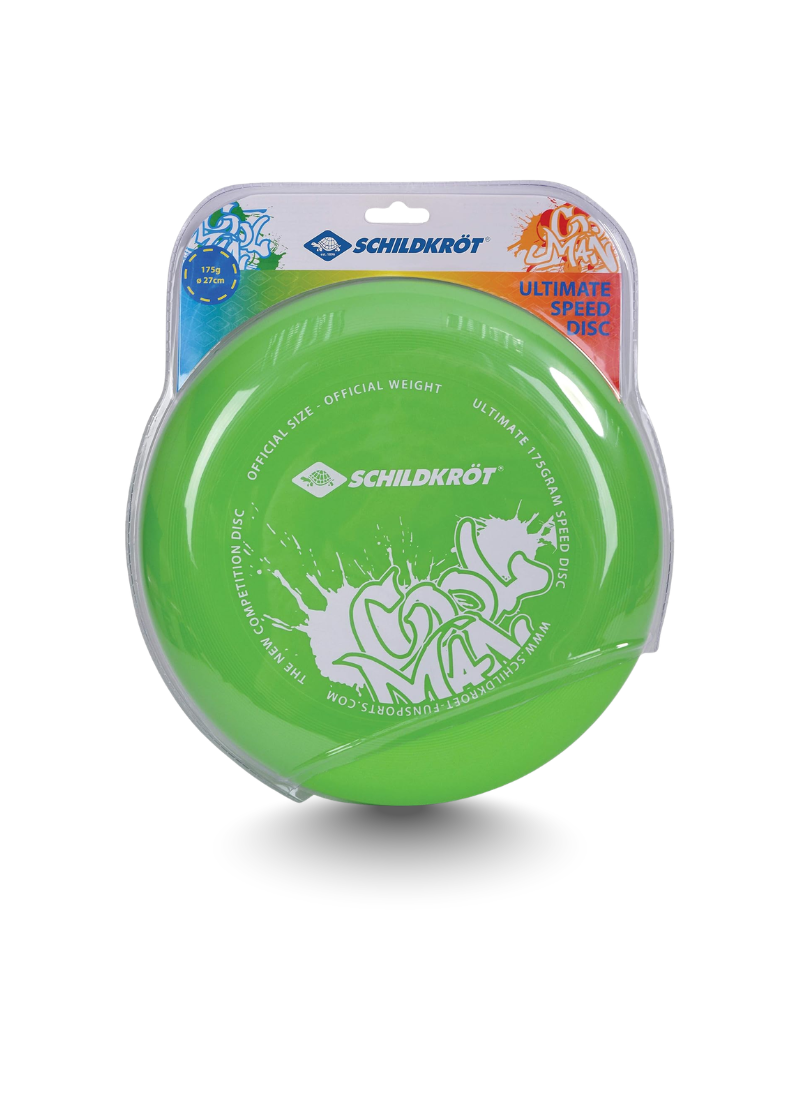 Green Schildkröt Ultimate Speed Disc frisbee in clear blister pack with 175 g and 27 cm printed on the card